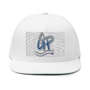 Embroidered GP Signature Flat Bill Cap — Stylish Script Logo Snapback